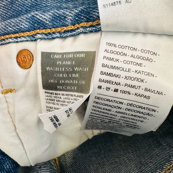 New Levi’s 501 90’s  Patchwork shorts anniversary edition light wash jean - Picture 10 of 14